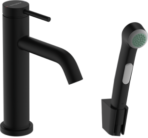 Praustuvo maišytuvas HANSGROHE Tecturis S 110 su rankiniu bidė dušeliu, 1,6 m dušo žarna, spalva - juoda matinė (matt black)