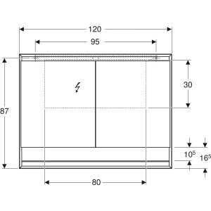 Geberit One veidrodinė spintelė 120x90x15 cm, su apšvietimu, baltos spalvos