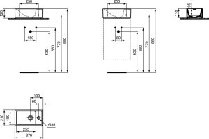 Praustuvas Ideal Standard Tempo, matmenys 370x210x120, maišytuvas dešinėje