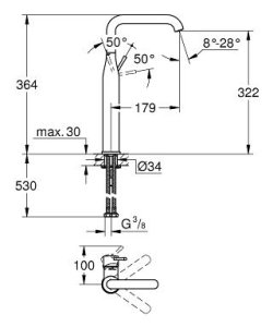 Praustuvo maišytuvas GROHE Essence New XL dydis, be dugno vožtuvo, chromo spalvos 
