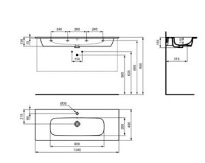 Praustuvas Ideal Standard I.Life A, 1240x460x155mm