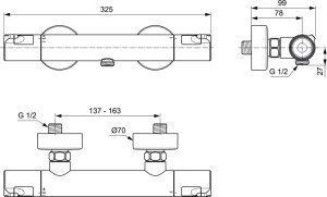 Termostatinis dušo maišytuvas IDEAL STANDARD Ceratherm T50