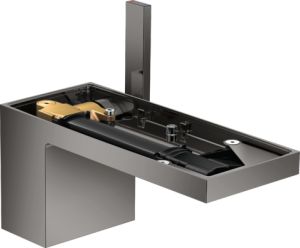 Praustuvo maišytuvas AXOR MyEdition 70 be apdailos, su paspaudžiamu (push-open) dugno vožtuvu, poliruoto juodo chromo spalvos (Polished Black Chrome)