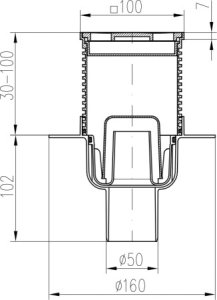 Trapas d50 Hydro plastikinis rėmelis, Gate grotelės, vertikalus 10x10cm