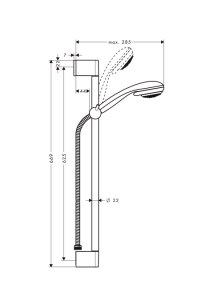 Dušo komplektas HANSGROHE Crometta 85 Vario jet/ Unica Crometta  0.65 m