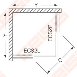 Slankiojančios dušo durys ROTH ECS2P/800 blizgiu profiliu, skaidriu stiklu