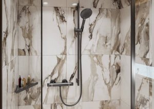 Kampinė lentyna Hansgrohe AddStoris, šlifuoto juodo chromo spalva (Brushed Black Chrome)