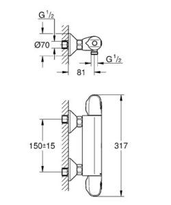 Termostatinis dušo maišytuvas GROHE Grohtherm 1000