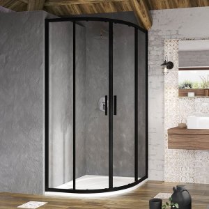 Dušo kabina Ravak Blix Slim BLSCP4-90, juodu profiliu, skaidriu stiklu