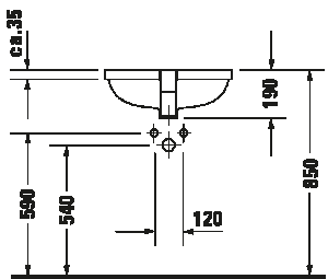 Praustuvas Duravit 49 cm dalinai įmontuojamas Starck 3