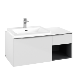 Spintelė apatinė Subway 3.0 1001x422,5x516 lentynėlė dešinėje, Briliant white, chromuotos rankenėlės