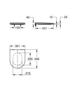 WC dangtis GROHE Essence su lėto nusileidimo funkcija