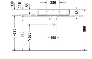 Praustuvas Duravit Vero Air 700x470 su skyle maišytuvui, baltas