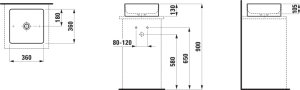 Praustuvas-dubuo Laufen LIVING 360x360x130 mm, šlifuota apačia, be perlajos, be angos maišytuvui, spalva - balta matinė