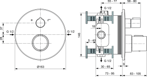 Dekoratyvinė dalis vonios/dušo maišytuvui Ideal Standard Ceratherm T100, termostatinė