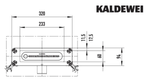 Grotelės latako Flowpoint ZERO, modelis 2410, matmenys: 233x60mm, spalva - šlifuotas nerūdijantis plienas (brushed steel)
