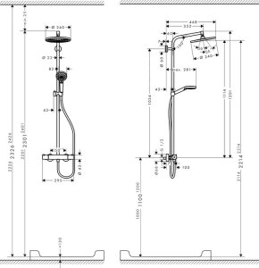 Termostatinė dušo sistema HANSGROHE Crometta S 240, 1 srovės, spalva - chromo (chrome)