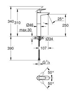 Praustuvo maišytuvas GROHE Bauedge XL dydis, chromo spalvos