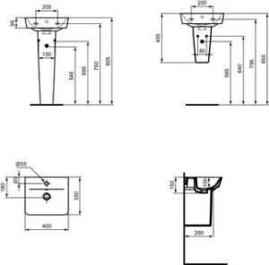 Praustuvas Ideal Standard Connect Air, matmenys: 400x350x150mm