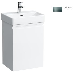 Spintelė praustuvui Laufen PRO S 415x320x580 mm, 1 durelės, lankstai kairėje, 1 stiklinė lentynėlė, tinka praustuvui 815961, spalva - grafito