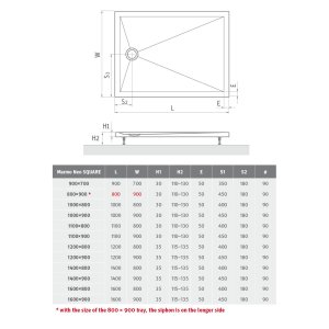 Dušo padėklas Roth MARMO NEO SQUARE 150x80 cm