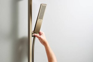 Rankinė dušo galvutė HANSGROHE Pulsify E 100, 1 srovės, EcoSmart+, spalva - šlifuota bronza (brushed bronze)