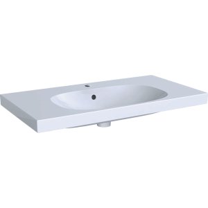 Praustuvas Geberit Acanto 90x48 cm, su skyle maišytuvui, su perpylimo anga