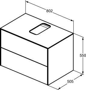 Spintelė Ideal Standard Conca, 800x505, su 2 stalčiais, spalva - balta matinė