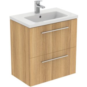 Spintelė Ideal standard i.Life S, matmenys: 600x375x630mm, su dviem stalčiais,  ąžuolo spalva, praustuvui T459001