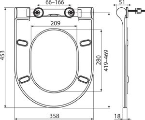 Unitazo dangtis Ravak Uni Chrome Slim, su lėto uždarymo mechanizmu