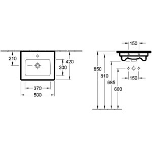 Baldinis praustuvas VILLEROY&BOCH Venticello 500x420 mm