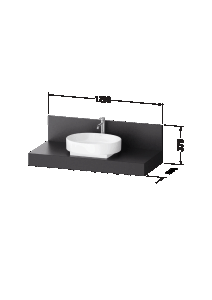 Praustuvas Duravit Xviu 80x48 su juoda konsolė 1200x370x550