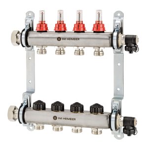 Reguliuojamas su srauto reguliatoriais 8 žiedų kolektorius grindininiam šildymui TA HYDRONICS Dynalux