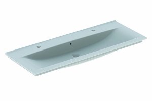 Dvigubas baldinis praustuvas Ifö Elegant 121x47 cm, su dvejomis skylėmis maišytuvui