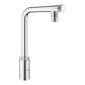 Plautuvės maišytuvas GROHE Minta SmartControl L formos, su ištraukiama žarna, chromo spalvos 