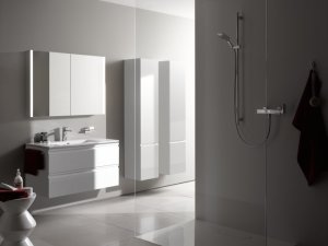 Spintelė su praustuvu Laufen PRO S 800x500x545 mm, plonas "slim" praustuvas, 2 stalčiai,  spintelės spalva - balta blizgi