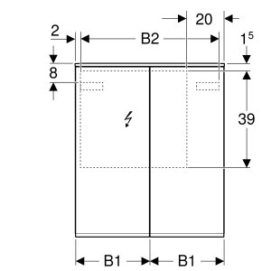 Veidrodinė spintelė Geberit Option Plus 600x700 cm, su apšvietimu, dvi durelės