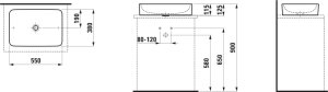 Praustuvas-dubuo LAUFEN PRO 550x380x115 mm, be perlajos, be angos maišytuvui