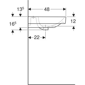 Dvigubas praustuvas Geberit Smyle Square 120x48 cm, su skylėmis maišytuvui, su perpylimo angomis