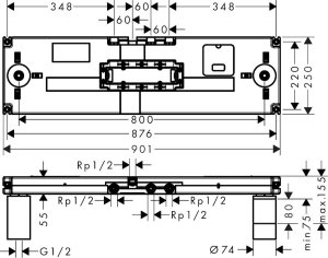 Potinkinė dalis AXOR ShowerSolutions, 1200/300 4jet