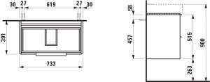 Spintelė praustuvui Laufen BASE 733x391x515 mm, su dviem stalčiais, praustuvui 810285, spalva- balta blizgi