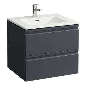 Spintelė su praustuvu Laufen PRO S 600x500x545 mm, plonas "slim" praustuvas, 2 stalčiai,  spintelės spalva - grafito