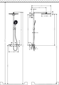 Termostatinė dušo sistema HANSGROHE Raindance S 300, 1 srovės, spalva - chromo (chrome)
