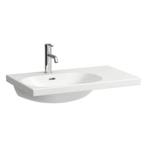Praustuvas Laufen LUA 750x460x180 mm, plačiu kraštu dešinėje, su 1 anga maišytuvui viduryje