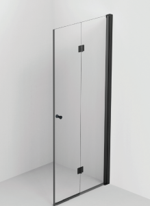 Dušo durys perlenkiamos dešininės Fold 89-90x200cm (45x45) skaidrus stiklas juodas profilis