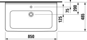 Praustuvas Jika CUBITO, 850x485x165 mm, su 1 anga maišytuvui viduryje