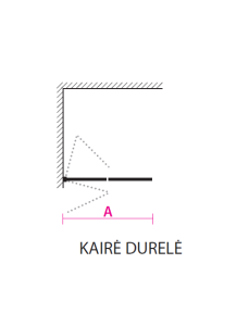 Dušo durys perlenkiamos kairinės Fold 89-90x200cm (45x45) skaidrus stiklas juodas profilis