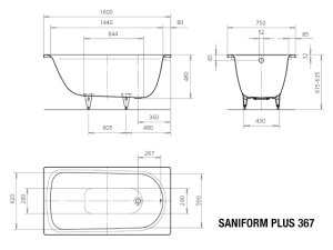 Vonia Saniform Plus 367 160x75, easy clean danga