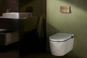 Komplektas WC LavaPura Element S Aqua Helix flush rimless, su soft-close dangčiu, Hygiene effect danga, Smart clean, pakabinamas išmanus unitazas su bide funkcija