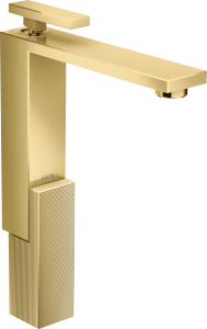Pastatomo praustuvo maišytuvas AXOR Edge 280 diamond cut, su paspaudžiamu (push-open) dugno vožtuvu, poliruoto aukso spalvos (Polished Gold Optic)